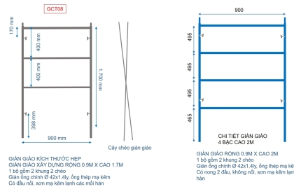 Khung giàn giáo hẹp 0.9m Khung giàn giáo hẹp 0.9m